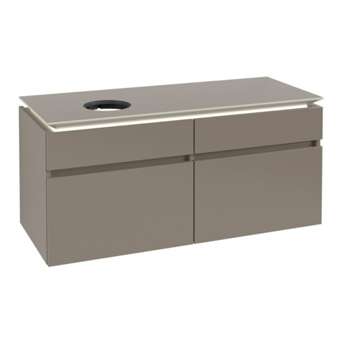 V&B Waschtischunterschrank Legato 120x55x50cm, WT li, m LED, Truffle Gr