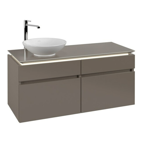 V&B Waschtischunterschrank Legato 120x55x50cm, WT li, m LED, Truffle Gr