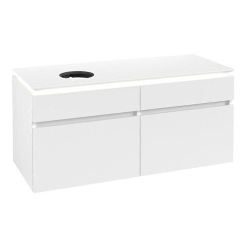 V&B Waschtischunterschrank Legato 120x55x50cm, WT li, m LED, wh. ma