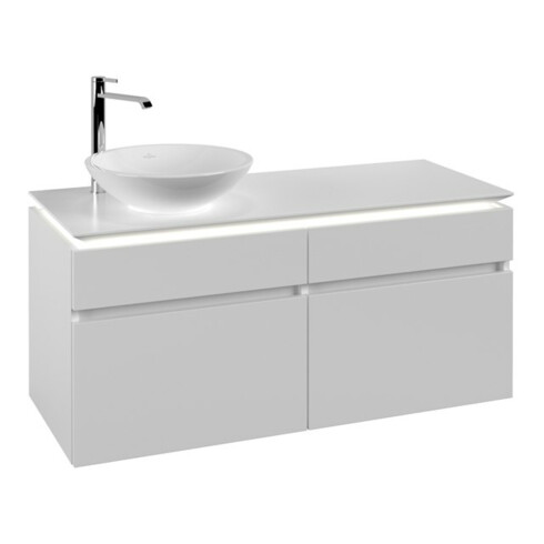 V&B Waschtischunterschrank Legato 120x55x50cm, WT li, m LED, wh. ma