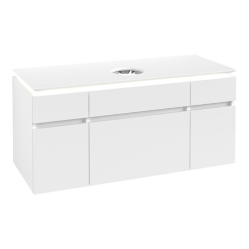 V&B Waschtischunterschrank Legato 120x55x50cm, WT m, m LED, wh. ma