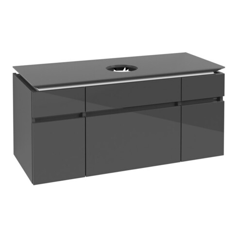 V&B Waschtischunterschrank Legato 120x55x50cm, WT mittig, Glossy Grey