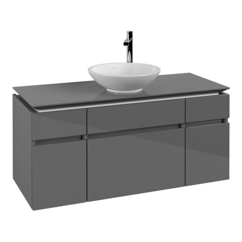 V&B Waschtischunterschrank Legato 120x55x50cm, WT mittig, Glossy Grey