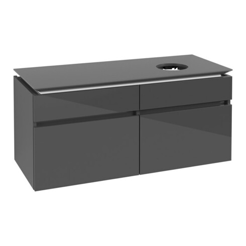 V&B Waschtischunterschrank Legato 120x55x50cm, WT mittig, Glossy Grey