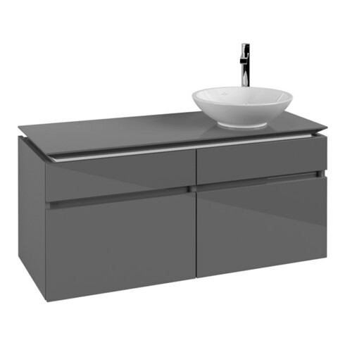 V&B Waschtischunterschrank Legato 120x55x50cm, WT mittig, Glossy Grey