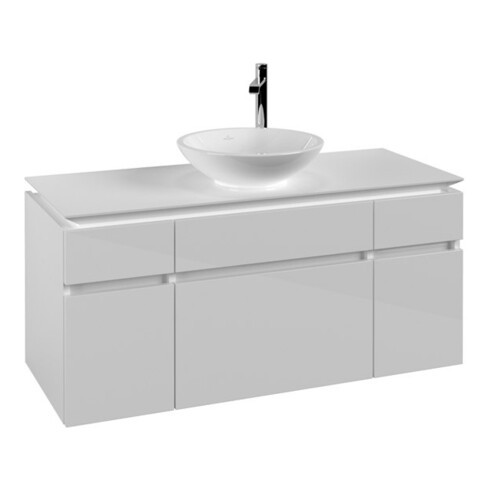 V&B Waschtischunterschrank Legato 120x55x50cm, WT mittig, Glossy White