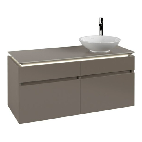 V&B Waschtischunterschrank Legato 120x55x50cm, WT R, m LED, Truffle Gr