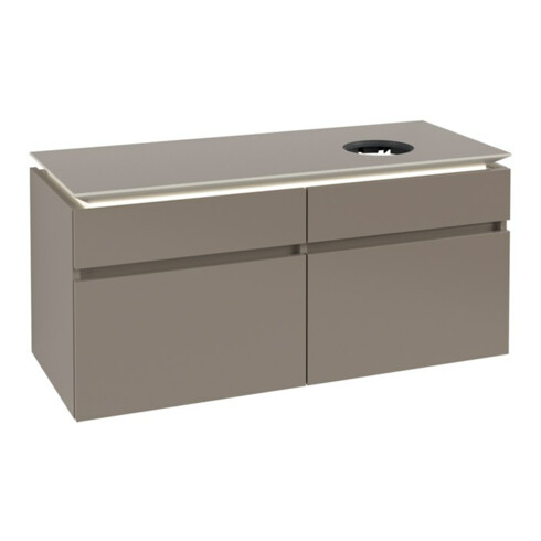 V&B Waschtischunterschrank Legato 120x55x50cm, WT R, m LED, Truffle Gr