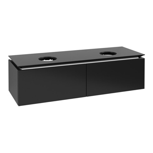 V&B Waschtischunterschrank Legato 140x38x50cm, f 2 WT, Black Matt Lacquer