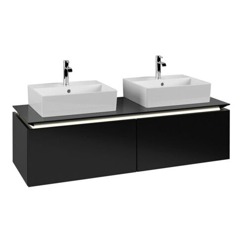 V&B Waschtischunterschrank Legato 140x38x50cm, f 2 WT, m LED, bl ma Lac