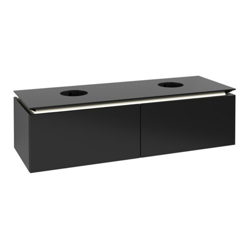 V&B Waschtischunterschrank Legato 140x38x50cm, f 2 WT, m LED, bl ma Lac