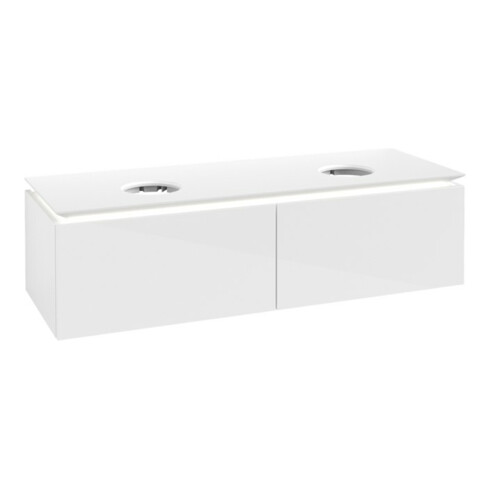 V&B Waschtischunterschrank Legato 140x38x50cm, f 2 WT, m LED, glo wh.