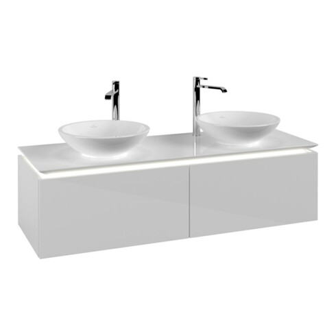 V&B Waschtischunterschrank Legato 140x38x50cm, f 2 WT, m LED, glo wh.