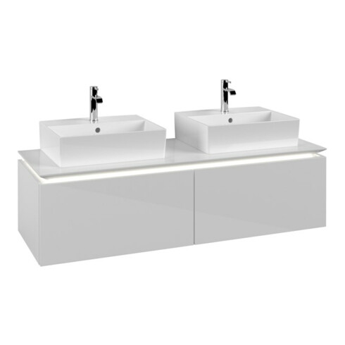 V&B Waschtischunterschrank Legato 140x38x50cm, f 2 WT, m LED, glo wh.