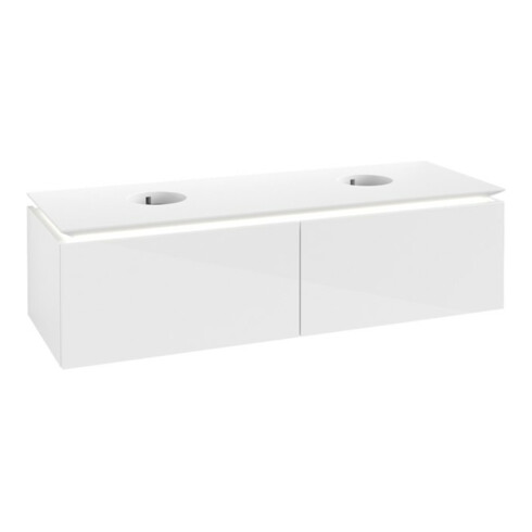 V&B Waschtischunterschrank Legato 140x38x50cm, f 2 WT, m LED, glo wh.