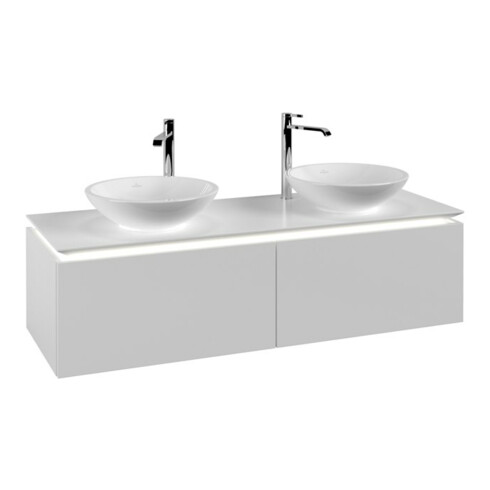 V&B Waschtischunterschrank Legato 140x38x50cm, f 2 WT, m LED, wh. ma
