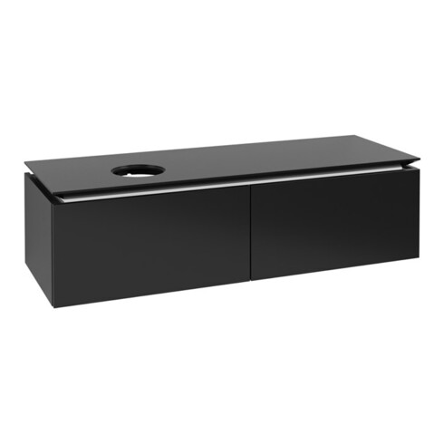 V&B Waschtischunterschrank Legato 140x38x50cm, WT li, Black Matt Lacquer