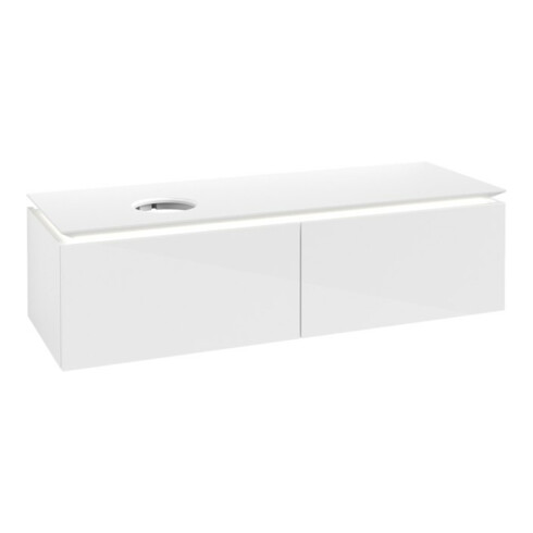 V&B Waschtischunterschrank Legato 140x38x50cm, WT li, m LED, glo wh.