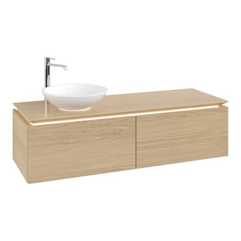 V&B Waschtischunterschrank Legato 140x38x50cm, WT li, m LED, Nord Oa