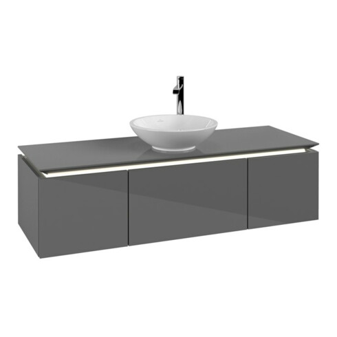 V&B Waschtischunterschrank Legato 140x38x50cm, WT m, m LED, glo Gr