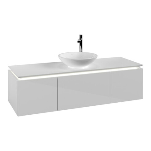 V&B Waschtischunterschrank Legato 140x38x50cm, WT m, m LED, glo wh.