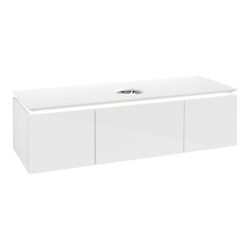V&B Waschtischunterschrank Legato 140x38x50cm, WT m, m LED, glo wh.