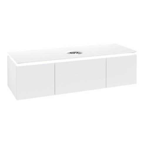 V&B Waschtischunterschrank Legato 140x38x50cm, WT m, m LED, wh. ma