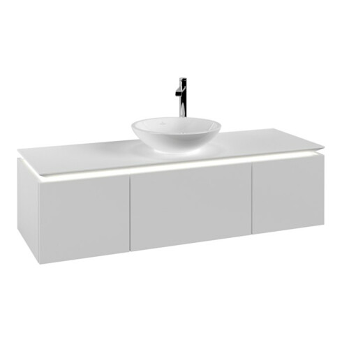 V&B Waschtischunterschrank Legato 140x38x50cm, WT m, m LED, wh. ma