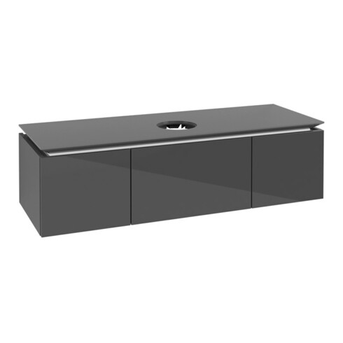V&B Waschtischunterschrank Legato 140x38x50cm, WT mittig, Glossy Grey