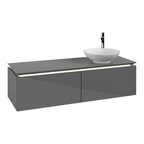 V&B Waschtischunterschrank Legato 140x38x50cm, WT R, m LED, glo Gr