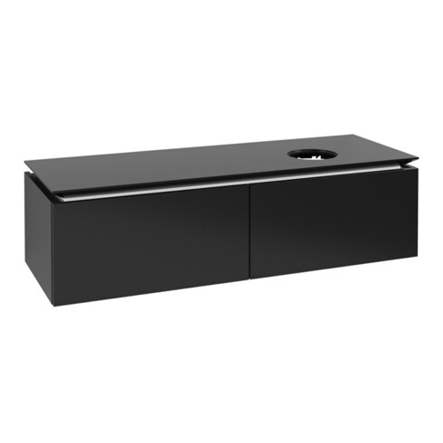 V&B Waschtischunterschrank Legato 140x38x50cm, WT re, Black Matt Lacquer