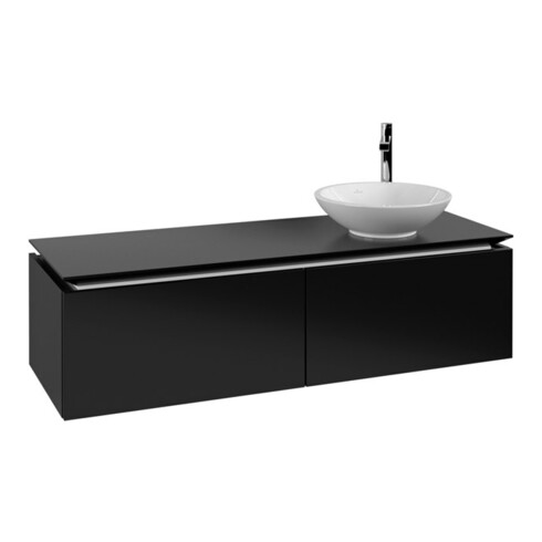 V&B Waschtischunterschrank Legato 140x38x50cm, WT re, Black Matt Lacquer