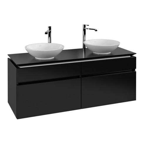 V&B Waschtischunterschrank Legato 140x55x50cm, f 2 WT, Black Matt Lacquer