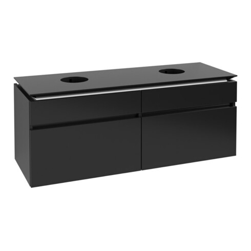 V&B Waschtischunterschrank Legato 140x55x50cm, f 2 WT, Black Matt Lacquer