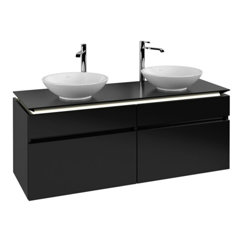 V&B Waschtischunterschrank Legato 140x55x50cm, f 2 WT, m LED, bl ma Lac