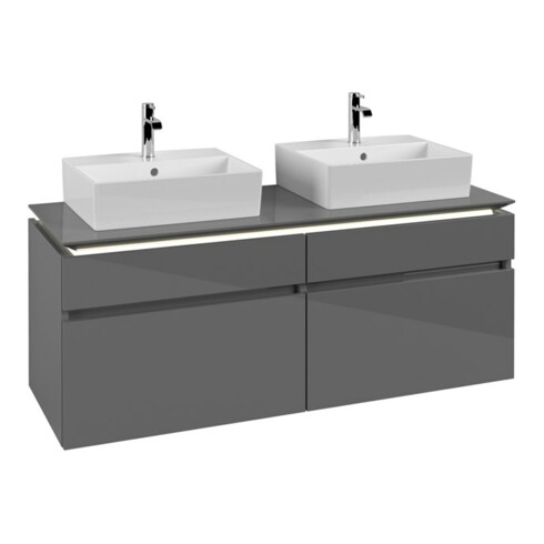 V&B Waschtischunterschrank Legato 140x55x50cm, f 2 WT, m LED, glo Gr