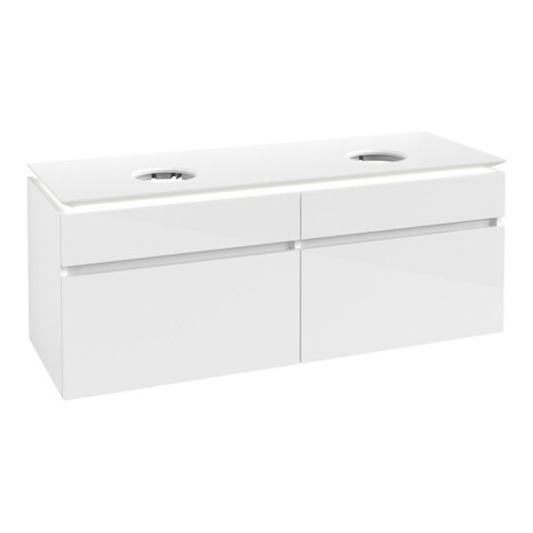 V&B Waschtischunterschrank Legato 140x55x50cm, f 2 WT, m LED, glo wh.