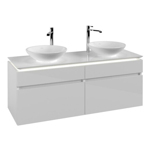 V&B Waschtischunterschrank Legato 140x55x50cm, f 2 WT, m LED, glo wh.