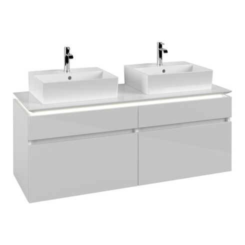 V&B Waschtischunterschrank Legato 140x55x50cm, f 2 WT, m LED, glo wh.