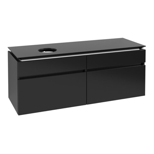 V&B Waschtischunterschrank Legato 140x55x50cm, WT li, Black Matt Lacquer