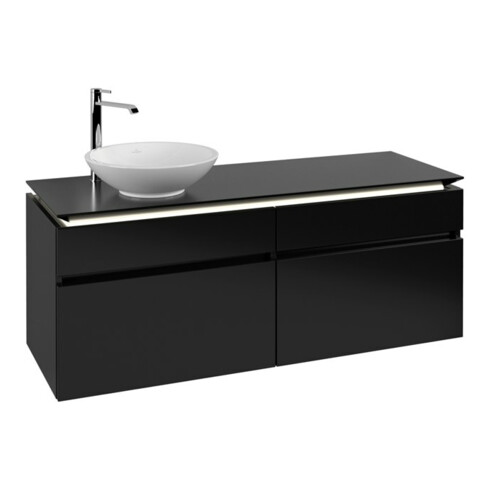 V&B Waschtischunterschrank Legato 140x55x50cm, WT li, m LED, bl ma Lac