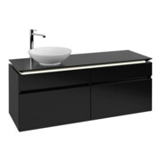 V&B Waschtischunterschrank Legato 140x55x50cm, WT li, m LED, bl ma Lac