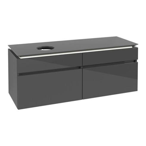 V&B Waschtischunterschrank Legato 140x55x50cm, WT li, m LED, glo Gr