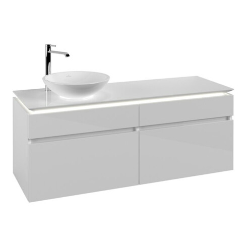 V&B Waschtischunterschrank Legato 140x55x50cm, WT li, m LED, glo wh.