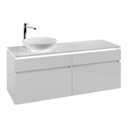 V&B Waschtischunterschrank Legato 140x55x50cm, WT li, m LED, glo wh.