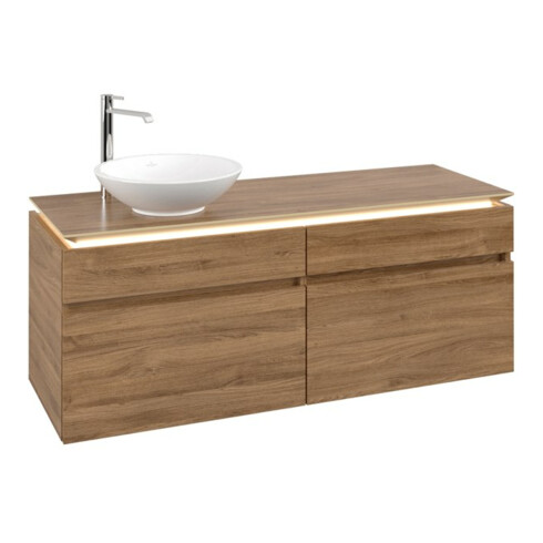 V&B Waschtischunterschrank Legato 140x55x50cm, WT li, m LED, Kan Oa