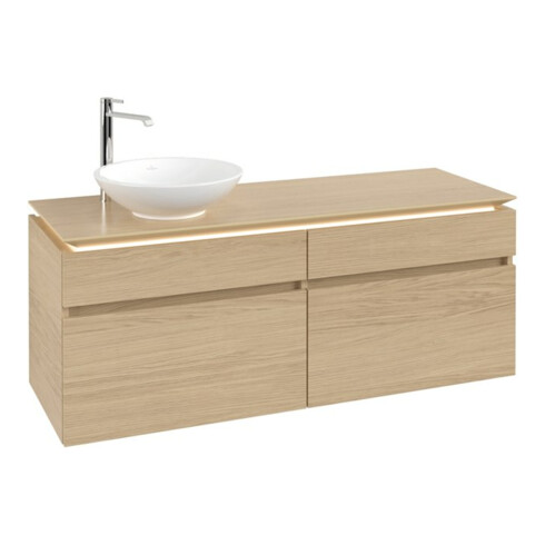 V&B Waschtischunterschrank Legato 140x55x50cm, WT li, m LED, Nord Oa