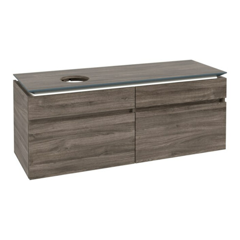 V&B Waschtischunterschrank Legato 140x55x50cm, WT li, m LED, st. Oa