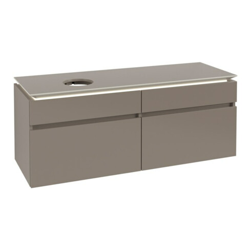 V&B Waschtischunterschrank Legato 140x55x50cm, WT li, m LED, Truffle Gr