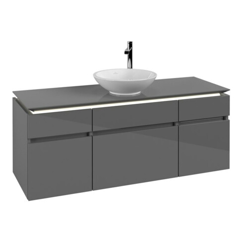 V&B Waschtischunterschrank Legato 140x55x50cm, WT m, m Beleucht., glo Gr